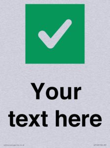 Custom plain background, green square with tick sign